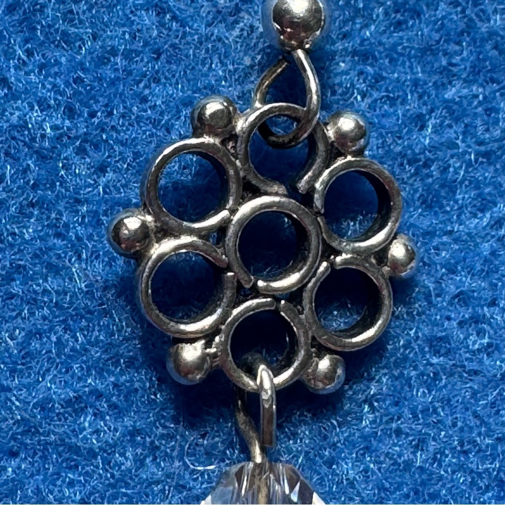 925 Sterling Silver Snowflake Filigree Diamond Crystal Ball Drop Earrings NEW - Picture 15 of 15